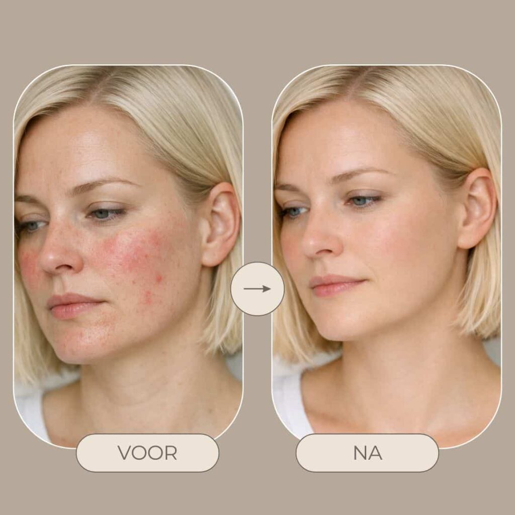 voor en na een gevoelige huidbehandeling